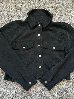 Timing Black Corduroy Snap-Front Jacket